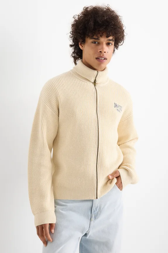 Knitted jacket - ribbed cremewhite