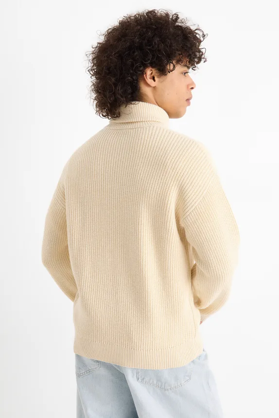 Knitted jacket - ribbed cremewhite