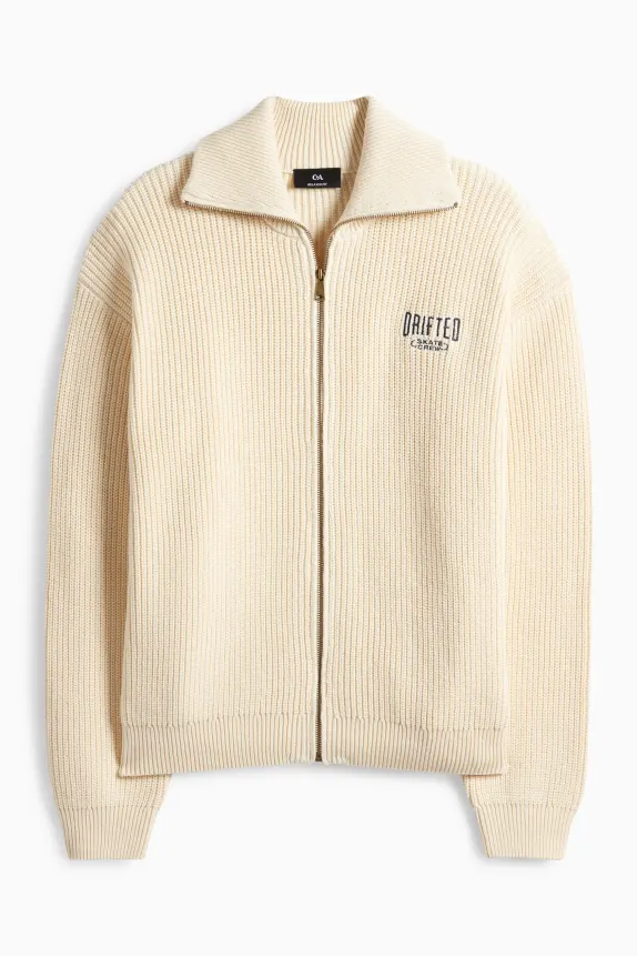 Knitted jacket - ribbed cremewhite
