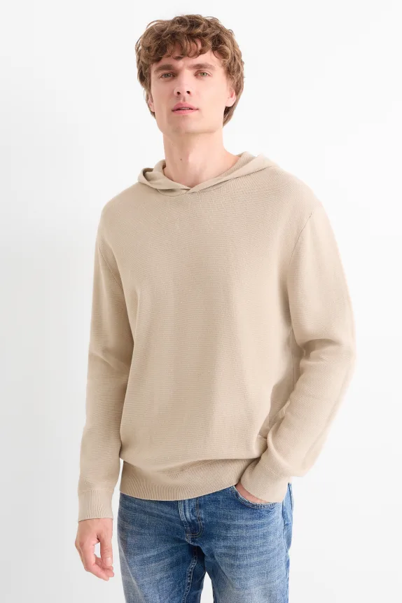 Hooded jumper beige