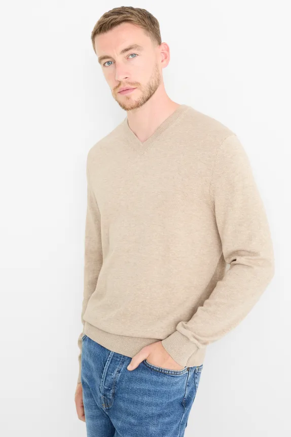 Fine knit jumper light beige