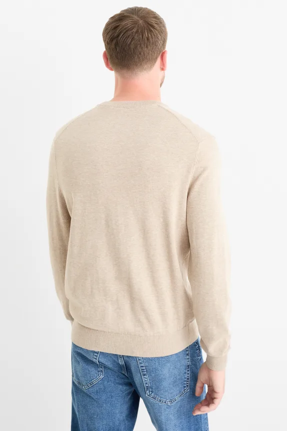 Fine knit jumper light beige