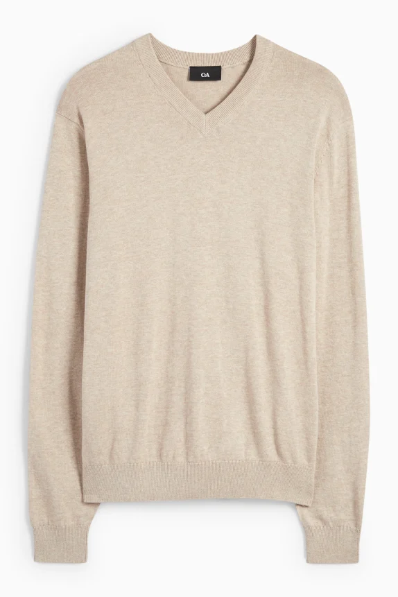 Fine knit jumper light beige