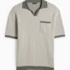 Knitted polo shirt - regular fit - patterned dark green