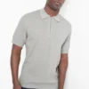 Knitted polo shirt - regular fit - textured gray