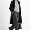 Cloth trousers - mid-rise waist - wide leg dark gray