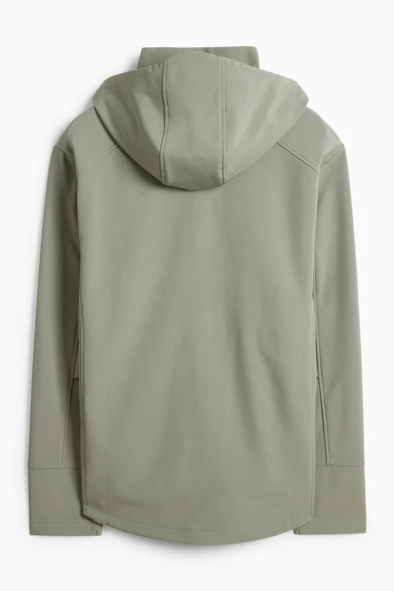 Softshell jacket with hood - water-repellent green