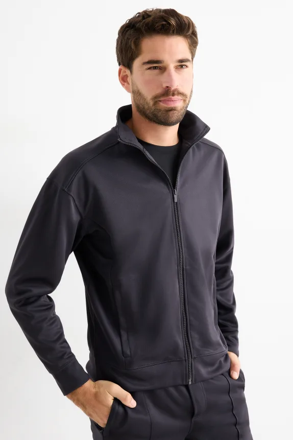Technical zip-through sweatshirt dark blue