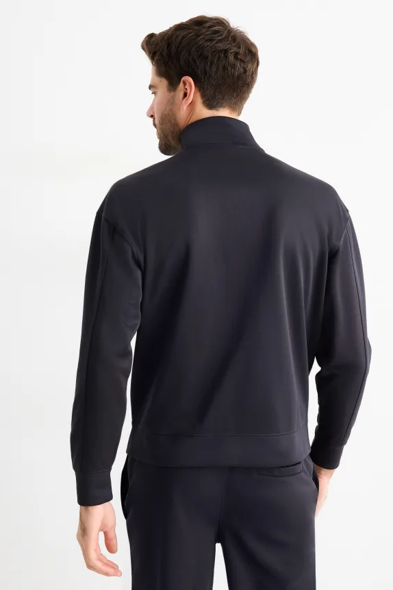 Technical zip-through sweatshirt dark blue
