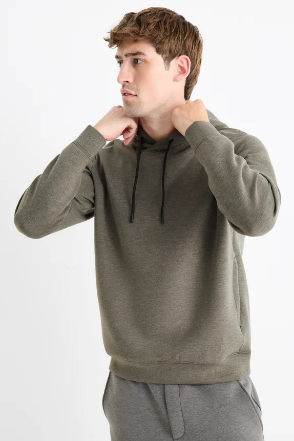Technical hoodie dark green-melange