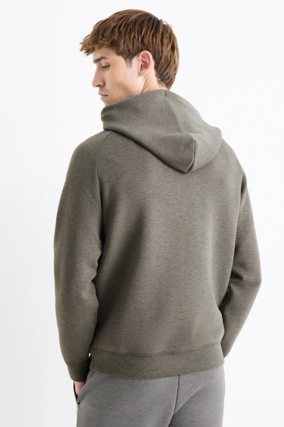 Technical hoodie dark green-melange