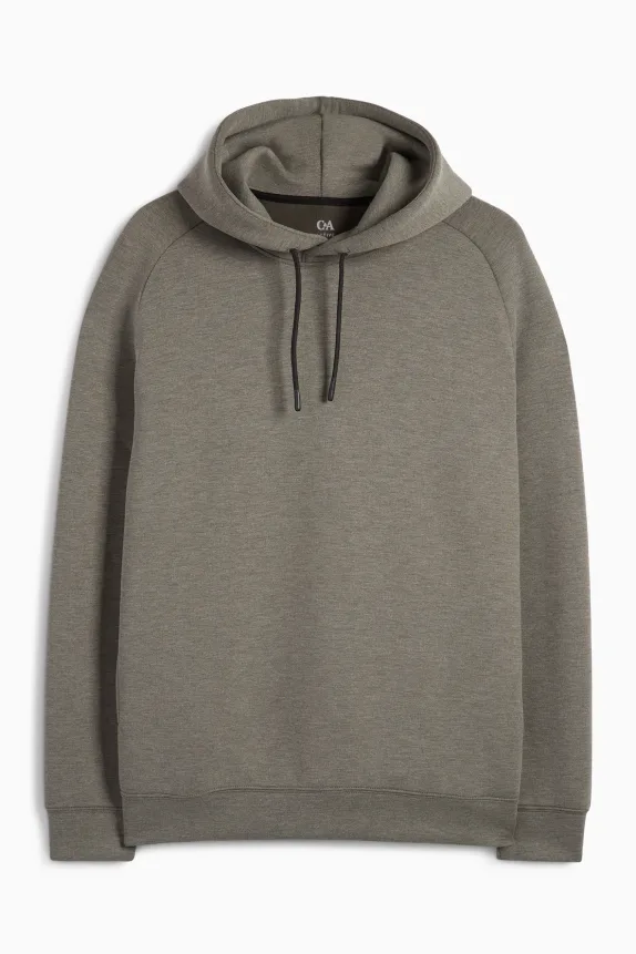 Technical hoodie dark green-melange