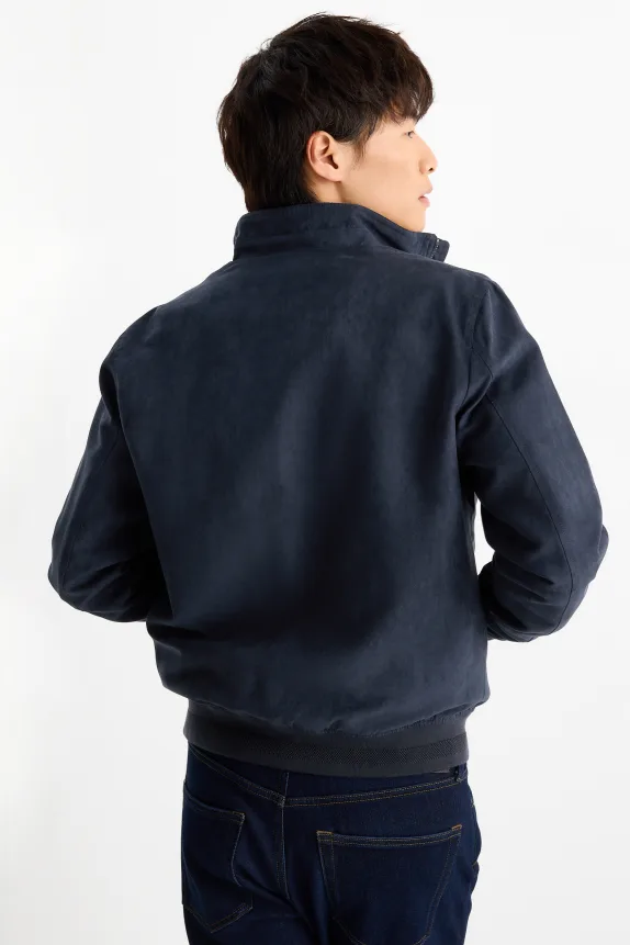 Bomber jacket - faux leather dark blue