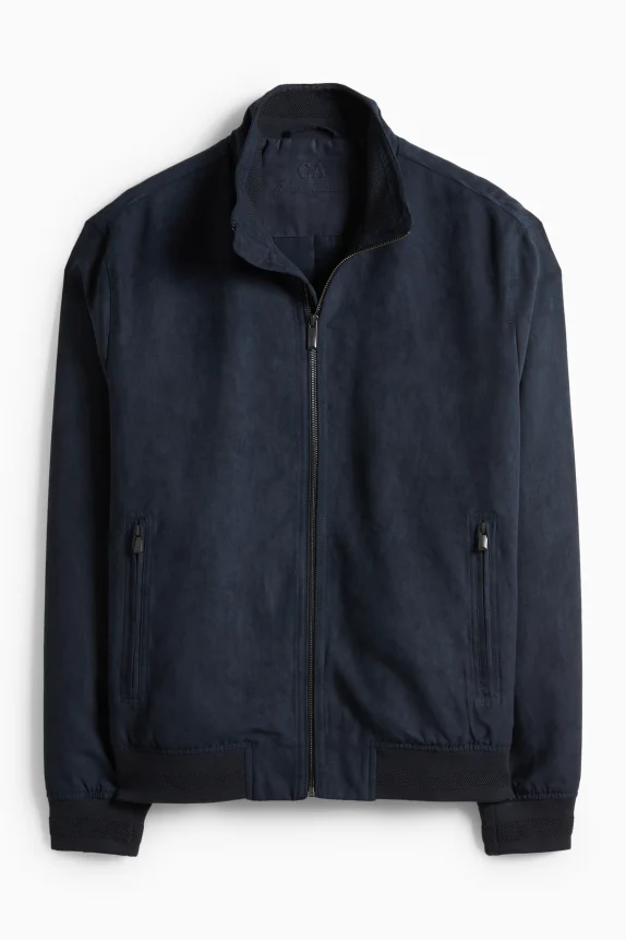 Bomber jacket - faux leather dark blue