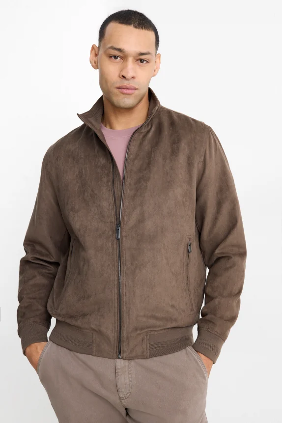 Bomber jacket - faux leather brown