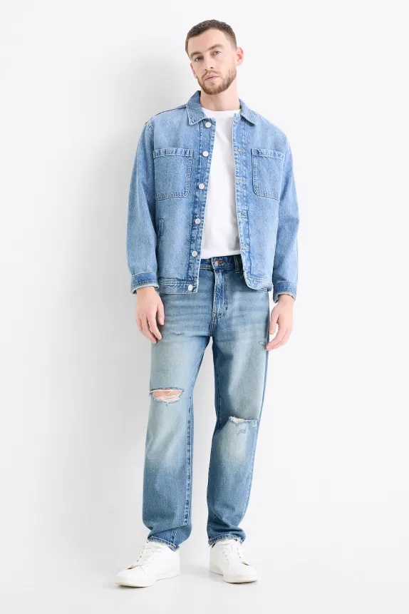 Relaxed tapered jeans blue denim