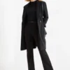 Jersey trousers with belt - mid-rise waist - flared black