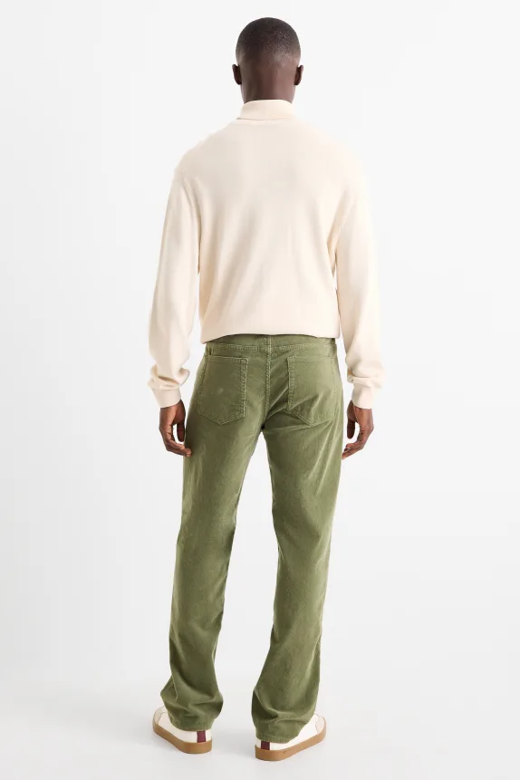 Corduroy trousers - regular fit green