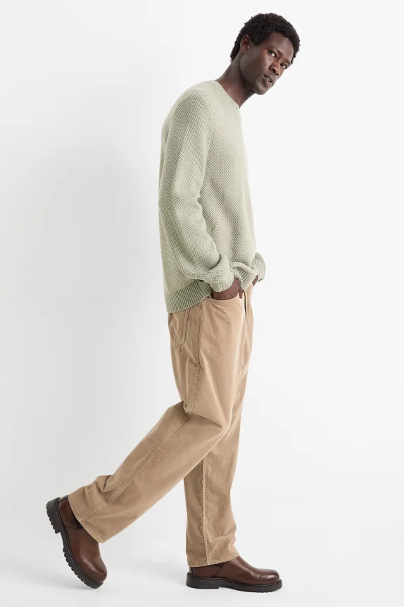 Corduroy trousers - relaxed fit taupe