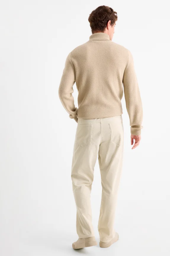 Corduroy trousers - relaxed fit light beige