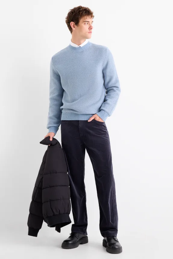 Corduroy trousers - relaxed fit dark blue