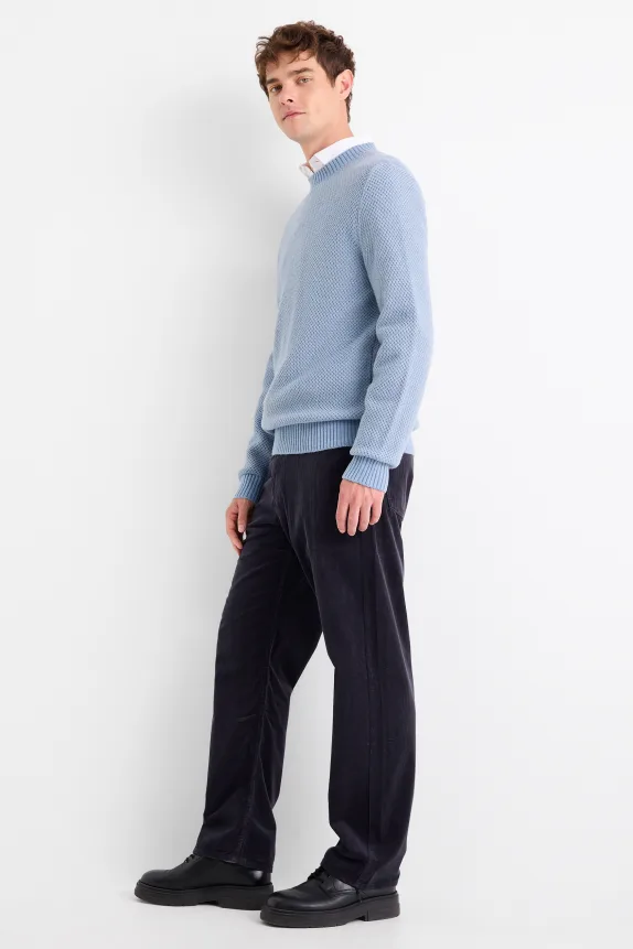 Corduroy trousers - relaxed fit dark blue