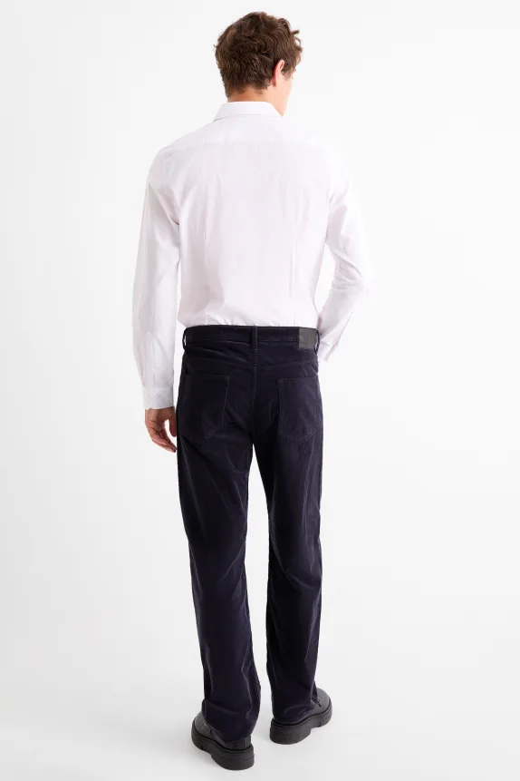 Corduroy trousers - relaxed fit dark blue