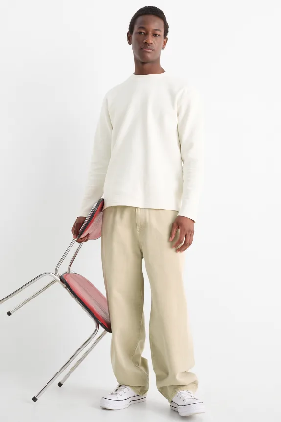Trousers - baggy fit taupe