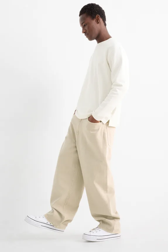 Trousers - baggy fit taupe