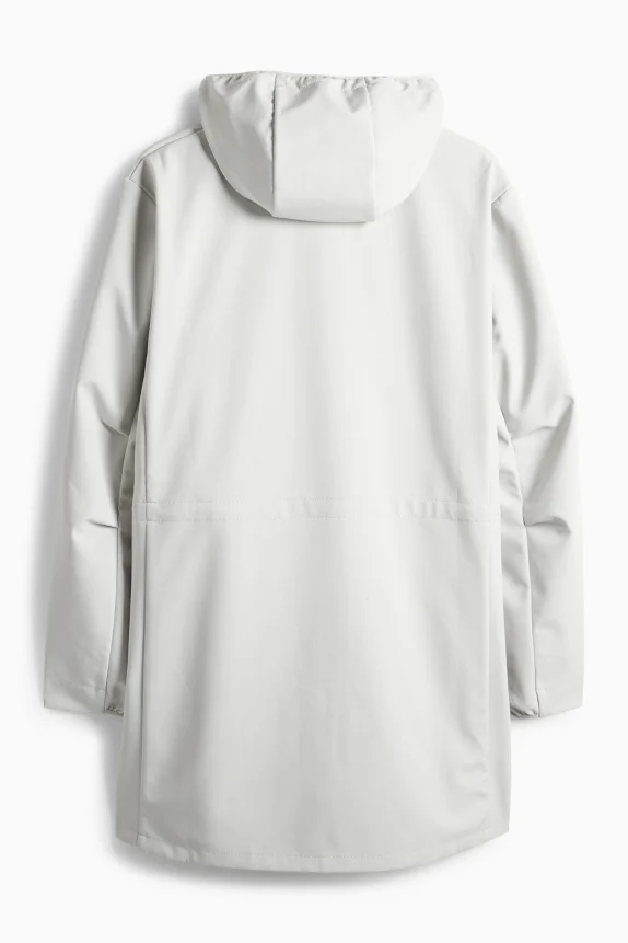 Softshell coat with hood - water-repellent - 4-way stretch light gray