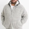 Cardigan with hood - lined - textured light gray