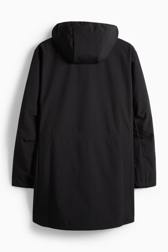 Softshell coat with hood - water-repellent - 4-way stretch black