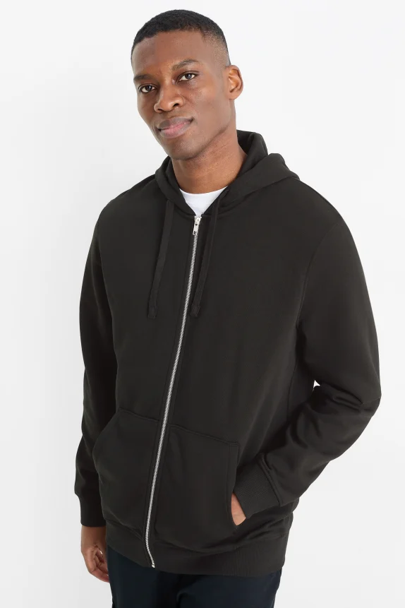 Zip-through hoodie black