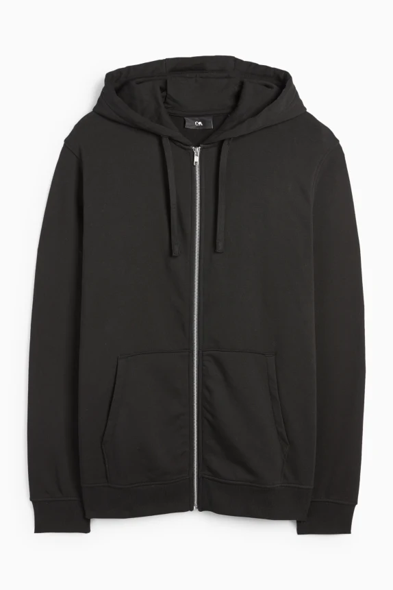 Zip-through hoodie black