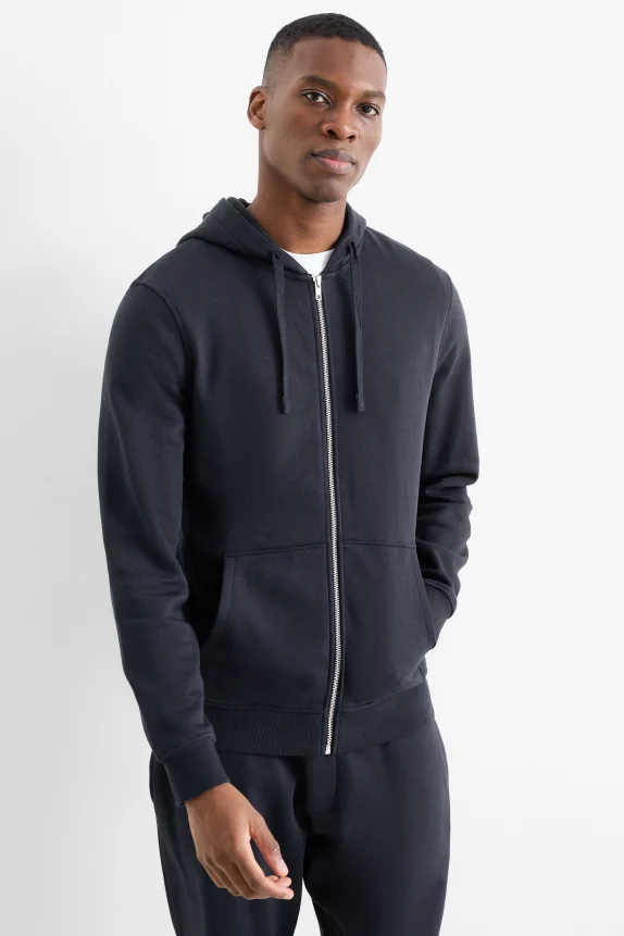 Zip-through hoodie dark blue