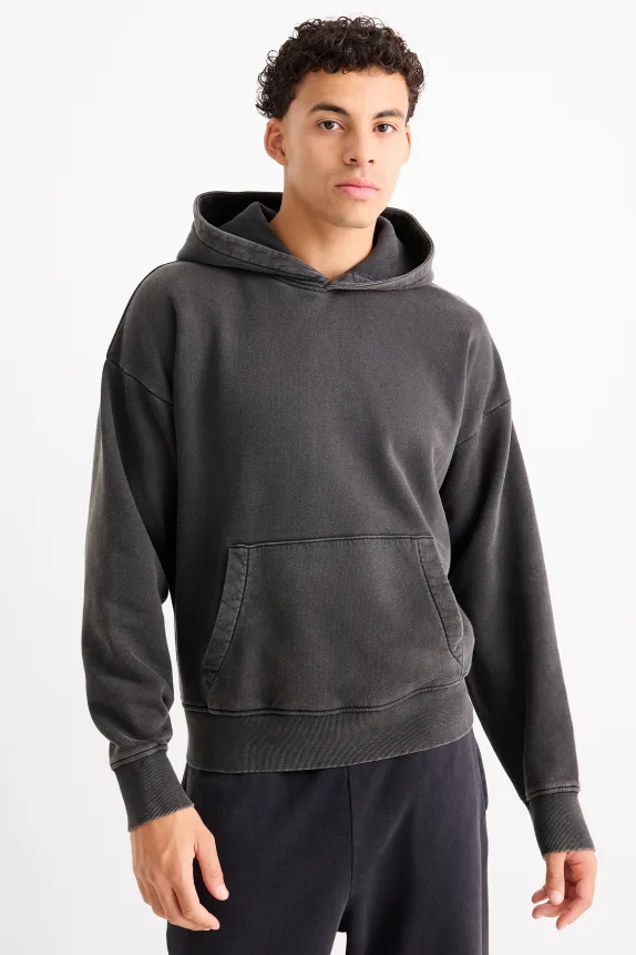 Hoodie black-melange