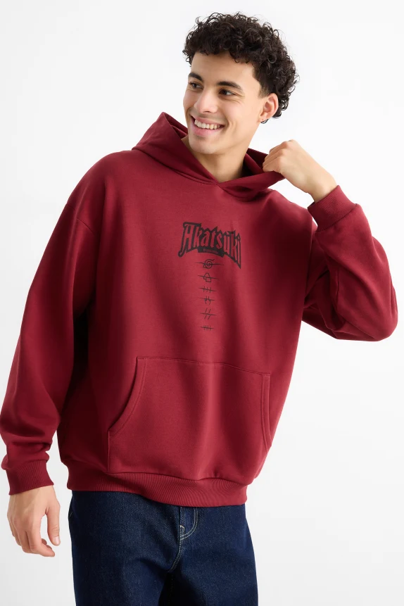 Oversized hoodie - Naruto dark red / black
