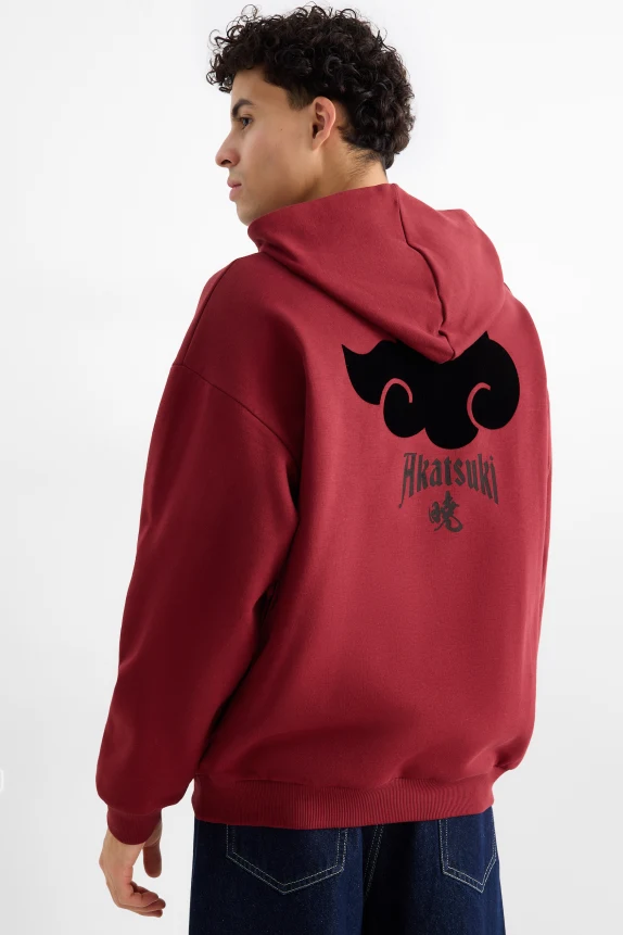 Oversized hoodie - Naruto dark red / black