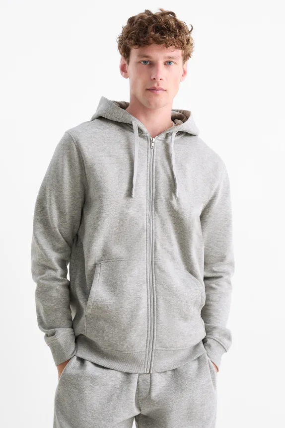 Zip-through hoodie light gray-melange