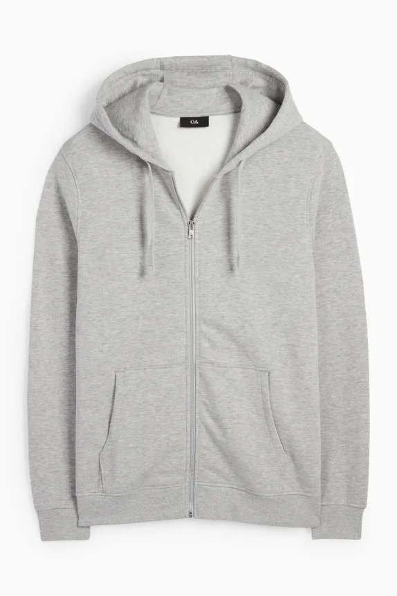 Zip-through hoodie light gray-melange