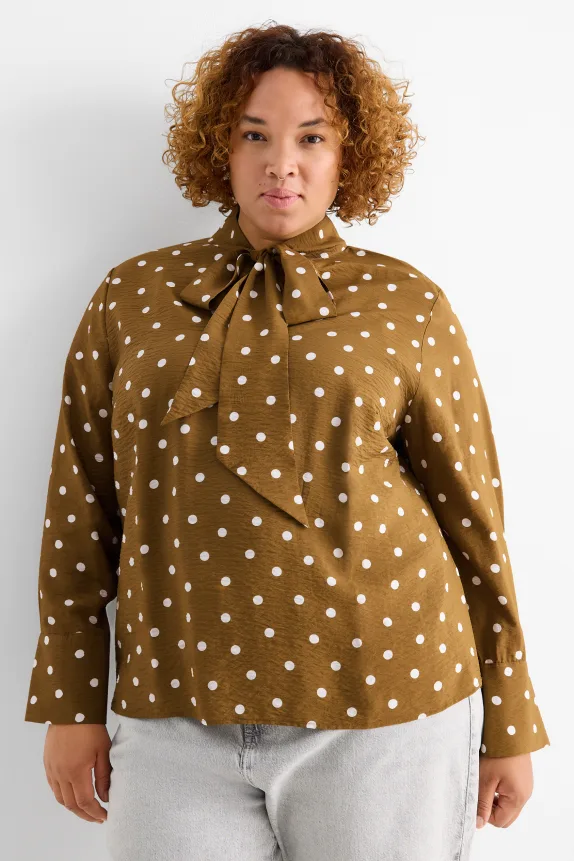 Blouse - polka dot khaki