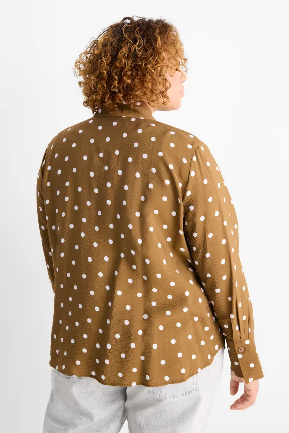 Blouse - polka dot khaki