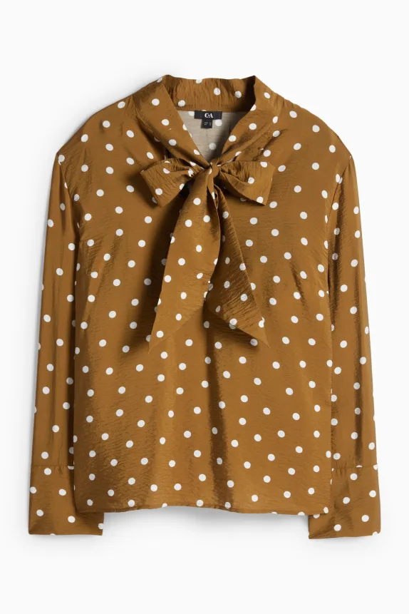 Blouse - polka dot khaki