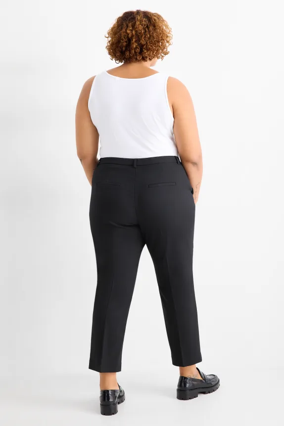 Cloth trousers - mid-rise waist - tapered fit black