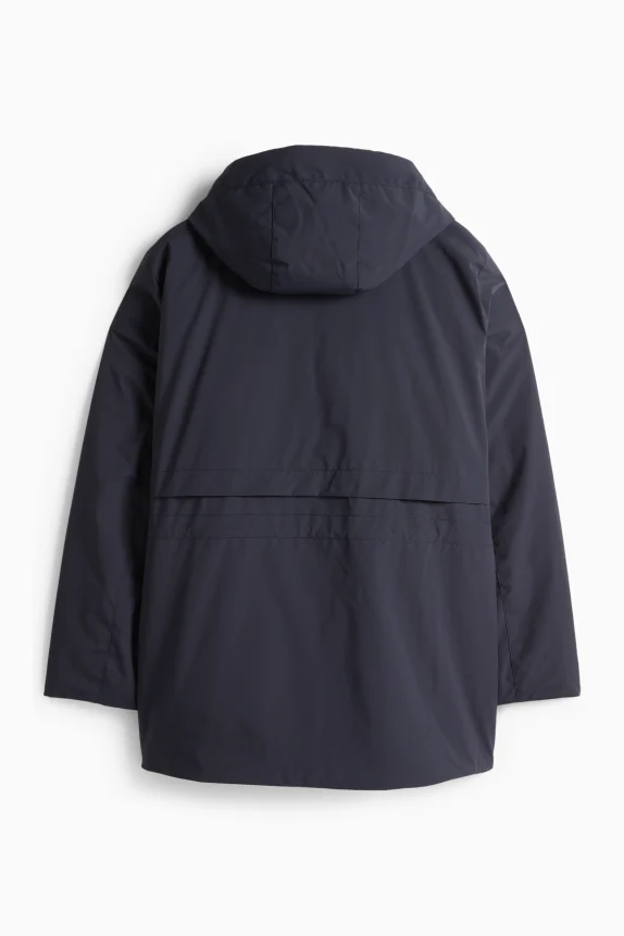 Jacket with hood - lined - water-repellent dark blue