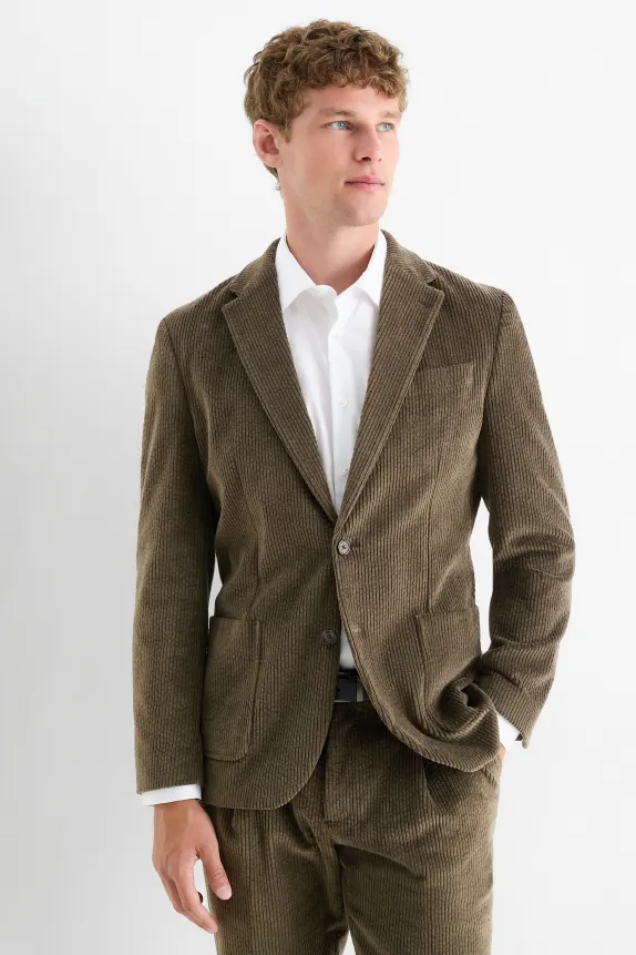 Corduroy mix & match tailored jacket - regular fit - stretch dark green