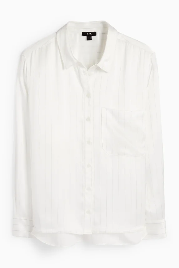 Satin blouse - pinstripes white