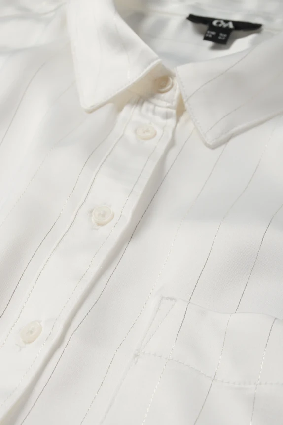 Satin blouse - pinstripes white