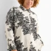 Blouse - floral - textured black / beige