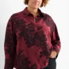 Blouse - floral - textured bordeaux